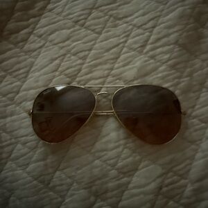 Ray-Ban Gold Frame Sunglasses with Dark Lenses